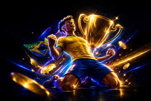 Estádio de futebol à noite com jogo em andamento e refletores acesos