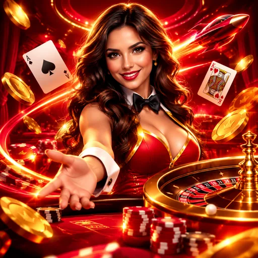 Estúdio de cassino ao vivo com iluminação dourada e roda em destaque